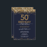Convite de aniversário Glitter Dourado 50º<br><div class="desc">Elegante brilho de ouro Faux com os realces de confete em shimmering na borda superior e inferior. Todo o texto é ajustável e fácil de mudar para as necessidades do seu próprio partido. design de modelo de 50 anos elegante excelente.</div>