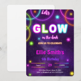 Convite de Aniversário Glow Editável