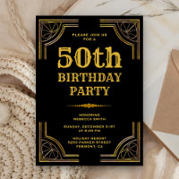 Convite de Aniversário Gold Art Deco Great Gatsby