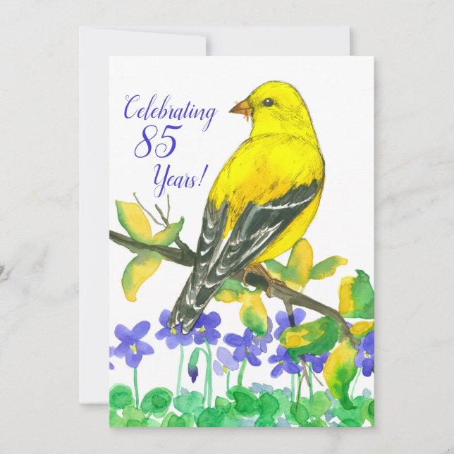 Convite de aniversário Goldfinch Bird 85º (Frente)