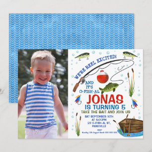 Convite de aniversário Gone Fishing ou tema de pes