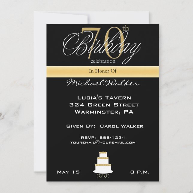 Convite de aniversário grande 70 (Frente)