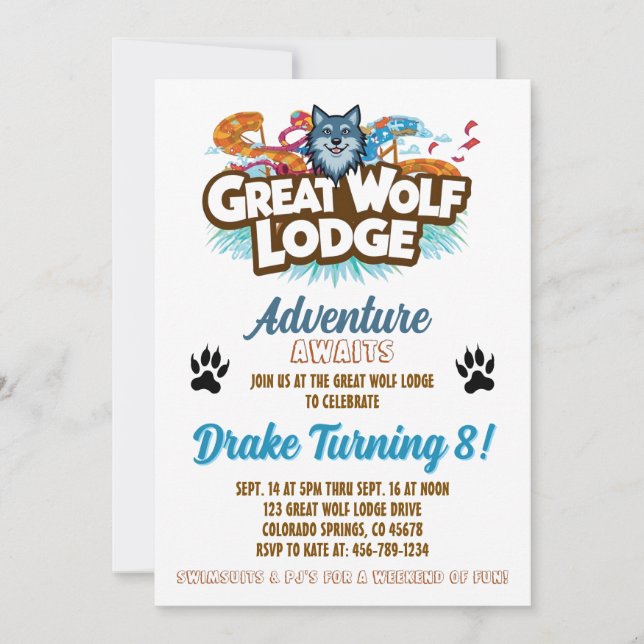 Convite de Aniversário Great Wolf Lodge (Frente)
