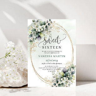 Convite de Aniversário Greenery Watercolor Sweet 1