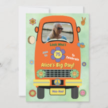 Convite de Aniversário Groovy Hippie | Retro Tw