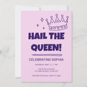 Convite de Aniversário Groovy Retro Hail the Queen