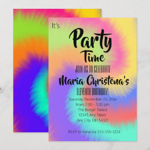 Convite de Aniversário Groovy Tie‑Dye