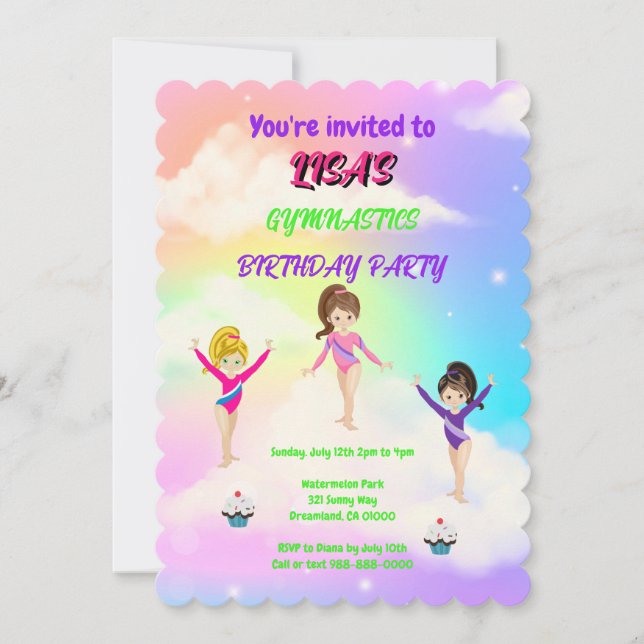 Convite de aniversário GYMNASTICS (Frente)