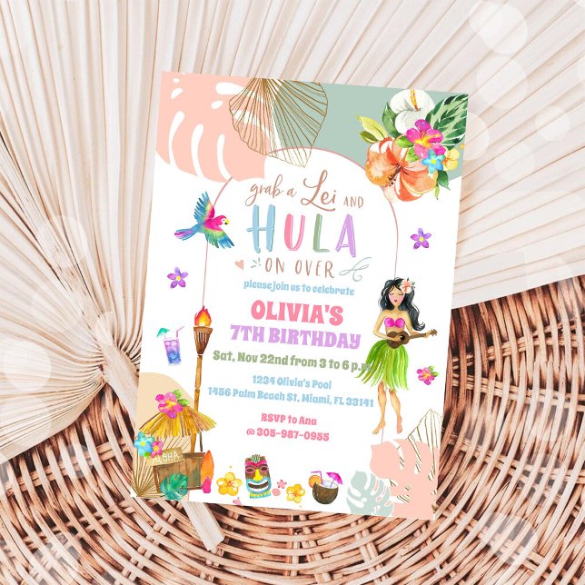 Convite de Aniversário Havaiano Tropical (Criador carregado)