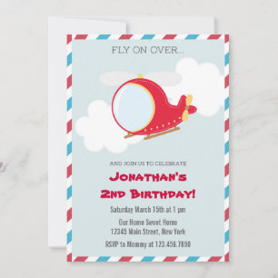 Convite de aniversário Helicóptero