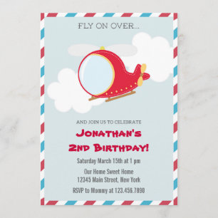 Convite de aniversário Helicóptero