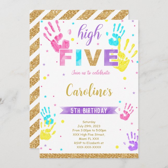 Convite de Aniversário High Five (Frente/Verso)