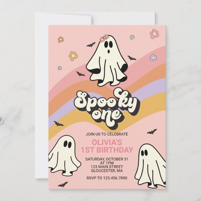 Convite de Aniversário Hippie de Halloween Assusta (Frente)