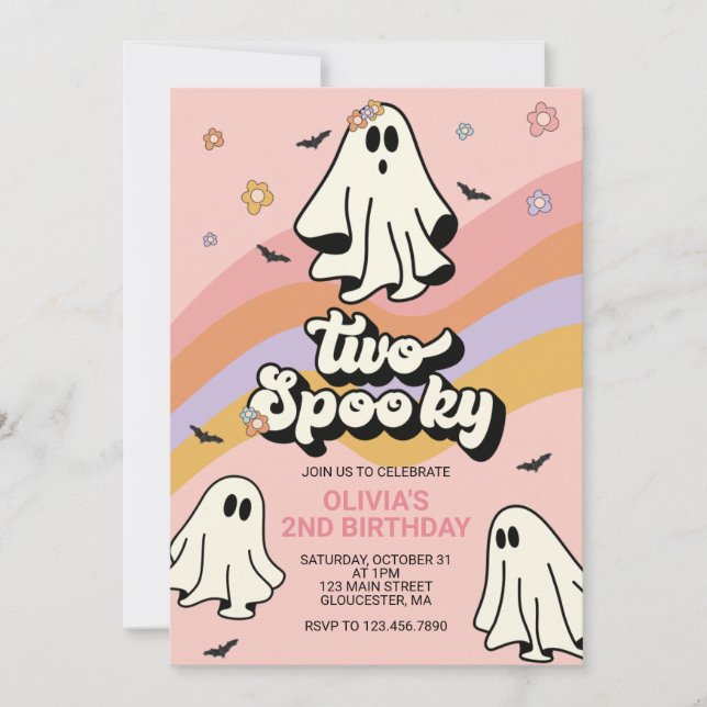 Convite de Aniversário Hippie Halloween Dois Assus (Frente)