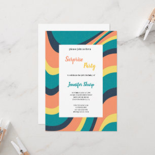 CONVITE DE ANIVERSÁRIO HIPPIE ROSA, AMARELO E AZUL