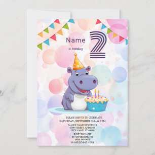 Convite de aniversário Hippo