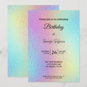 Convite de aniversário holográfico moderno
