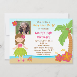 Convite de aniversário Hula Luau