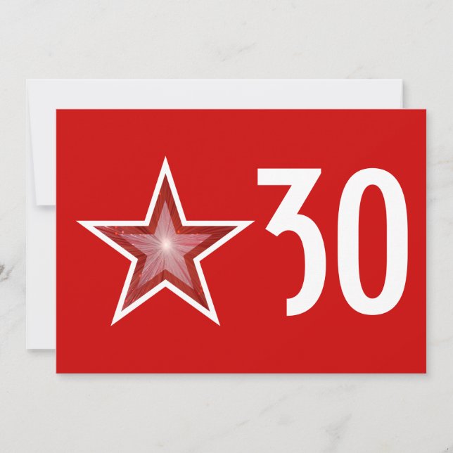Convite de aniversário "Idade" da Estrela Vermelha (Frente)