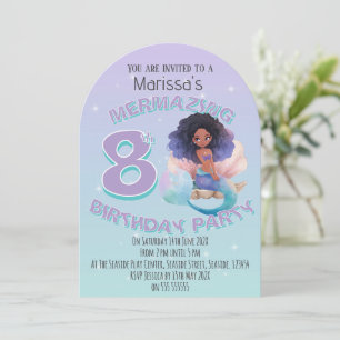 Convite de Aniversário Idade Sereia Preta