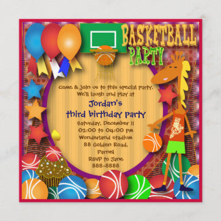 Convite de aniversário infantil 031: Basquetebol