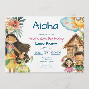 Convite de Aniversário Infantil Aloha Luau