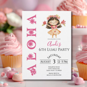 Convite de Aniversário Infantil Aloha Luau
