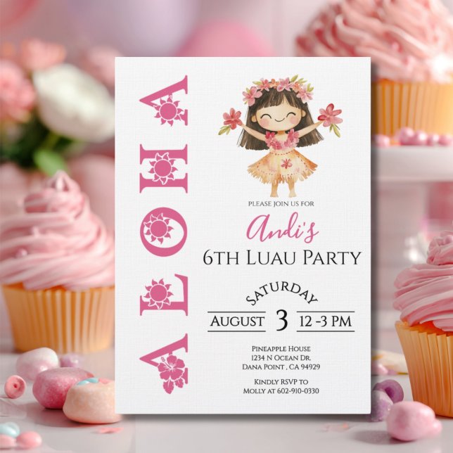 Convite de Aniversário Infantil Aloha Luau (Criador carregado)