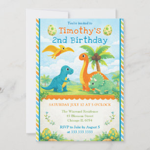Convite de Aniversário Infantil Amigos Dinossauros