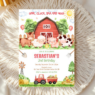 Convite de Aniversário Infantil Animais de Fazenda