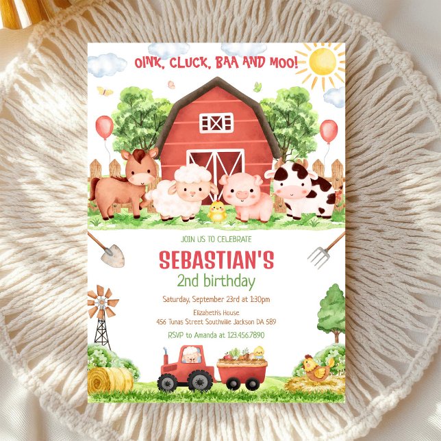 Convite de Aniversário Infantil Animais de Fazenda (Criador carregado)