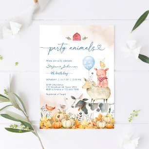 Convite de Aniversário Infantil Animais de Festa