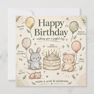 Convite de Aniversário Infantil Animais Lindos Aqu