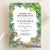 Convite de Aniversário Infantil Animais Répteis
