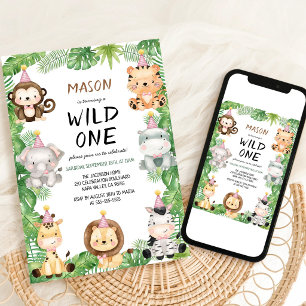 Convite de Aniversário Infantil Animais Safari Wil