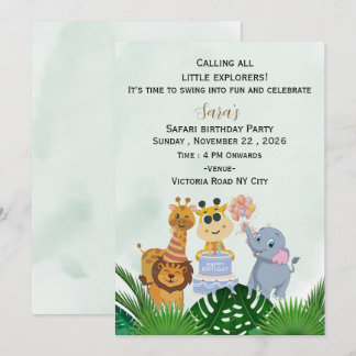 Convite de Aniversário Infantil Aventura Safari