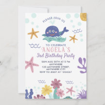 Convite de Aniversário Infantil Baleia Debaixo do