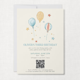 Convite de Aniversário Infantil Balloon Daydream c
