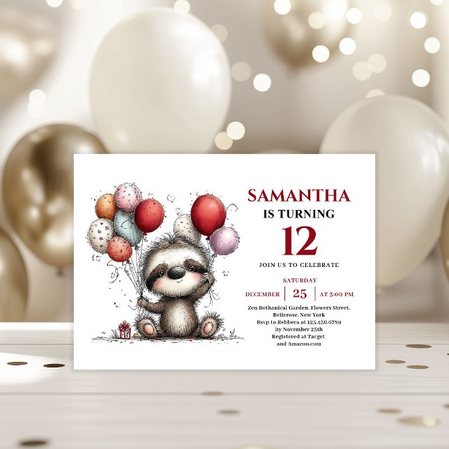 Convite de aniversário infantil com animais capric (Chic whimsical animals style kids birthday invitation

)