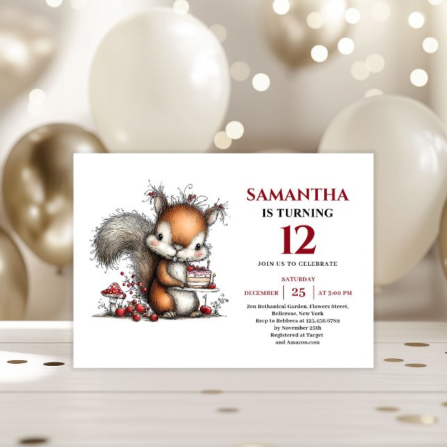 Convite de aniversário infantil com animais capric (Fresh whimsical animals party kids birthday invitation

)