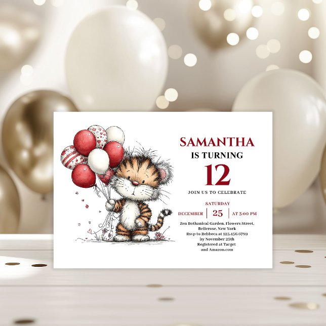 Convite de aniversário infantil com arte de animai (Classic whimsical animals art kids birthday invitation

)