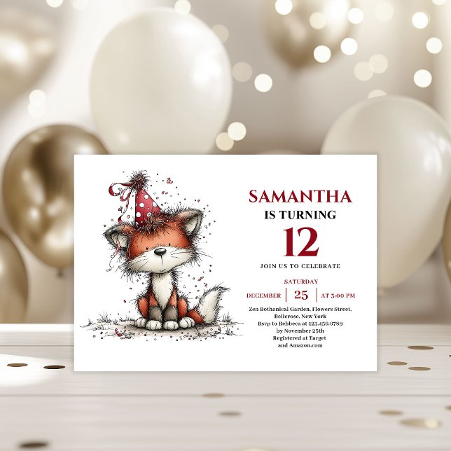 Convite de aniversário infantil com design de anim (Cute whimsical animals design kids birthday invitation

)