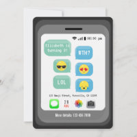 Convite de Aniversário Infantil com Emoji Divertid