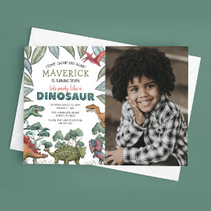Convite de Aniversário Infantil com Foto de Dinoss