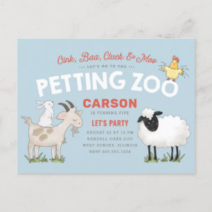 Convite de aniversário infantil com Oink Baa Cluck