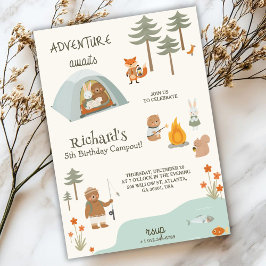 Convite de aniversário infantil com vibes de campi