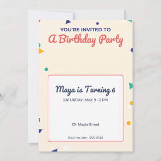 Convite de Aniversário Infantil Confetti Kids 5x7