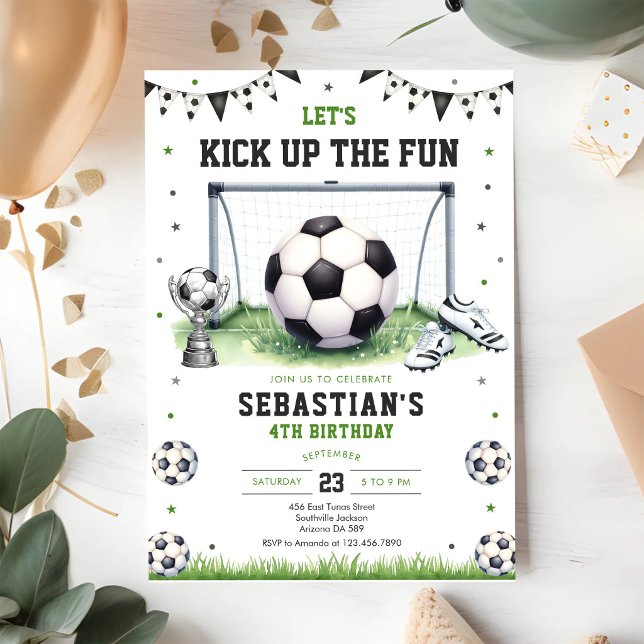 Convite de Aniversário Infantil de Futebol Kick Up (Criador carregado)