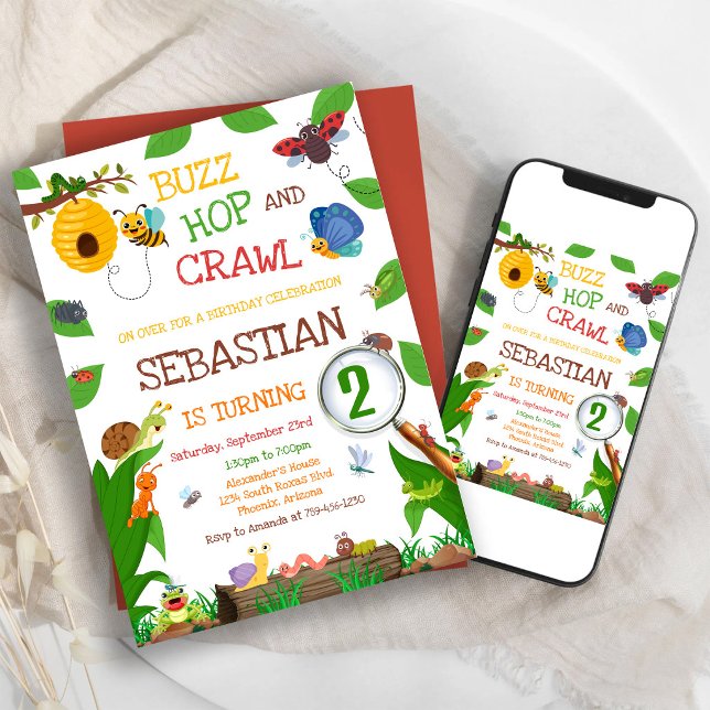 Convite de Aniversário Infantil de Insetos (Criador carregado)