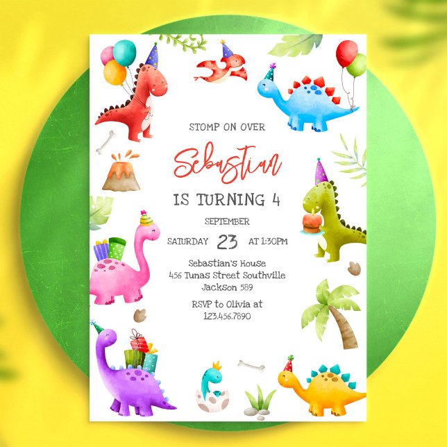 Convite de Aniversário Infantil Dinossauro (Criador carregado)